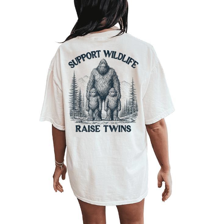 Twin Parent Mom Dad Of Twins Support Wildlife Raise Twins Women's Oversized Comfort T-Shirt Back Print