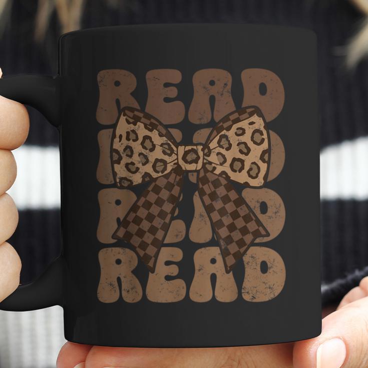 Read Coquette Bow Retro Western Groovy Leopard Reading Coffee Mug