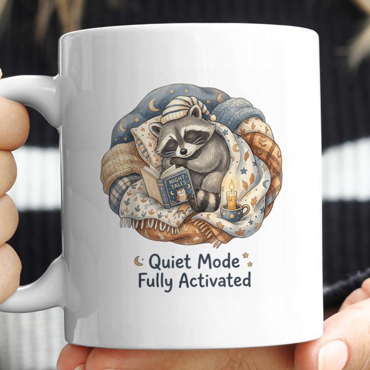 Quiet Mode Fully Activated Cozy Sleeping Raccoon Book Lover Coffee Mug
