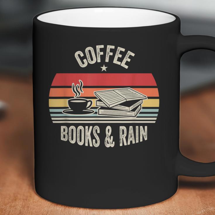 Coffee Books And Rain Retro Vintage Book Lover Reading Coffee Mug
