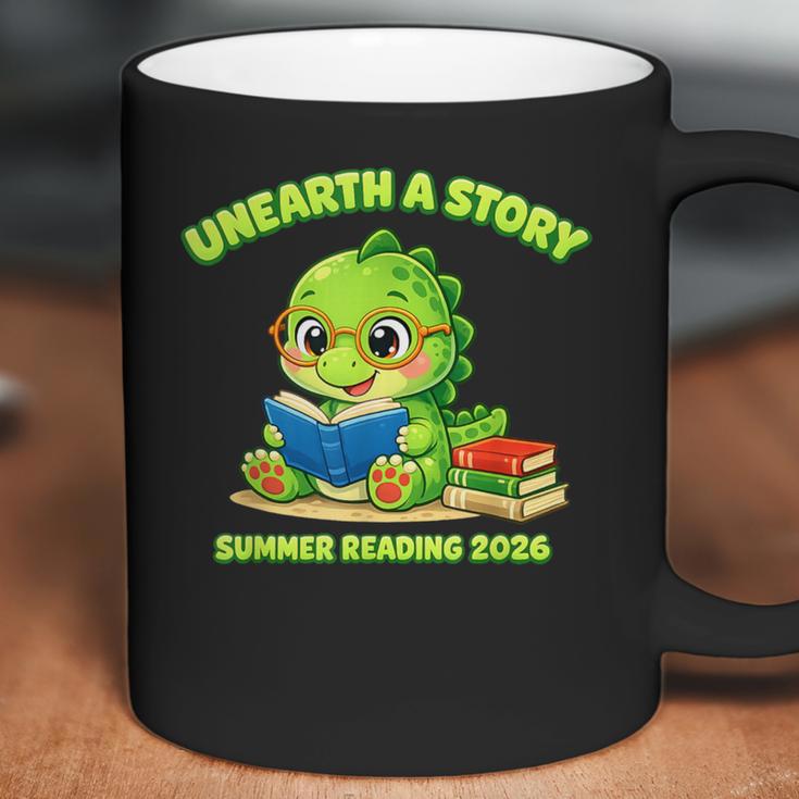 Cute Dino Book Lover Unearth A Story Summer Reading Coffee Mug