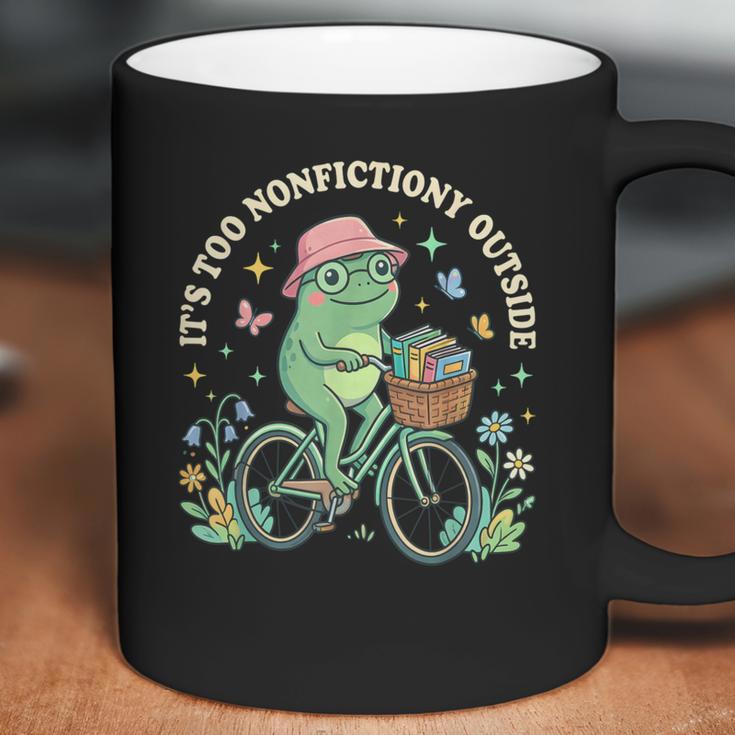 It's Too Nonfiction Outside Frog Reading Book Lover Coffee Mug