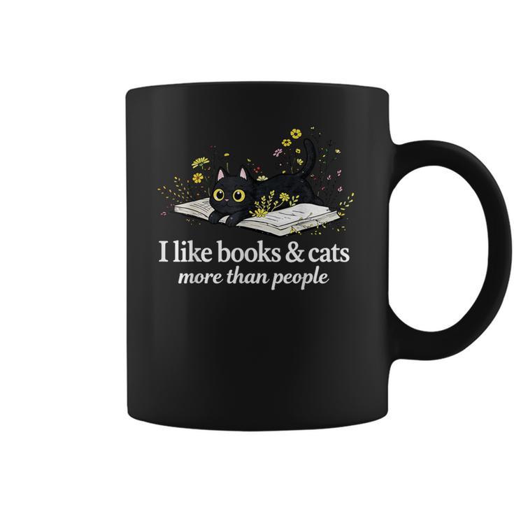 I Like Books & Cats More Than People Cat Book Lover Reading Coffee Mug