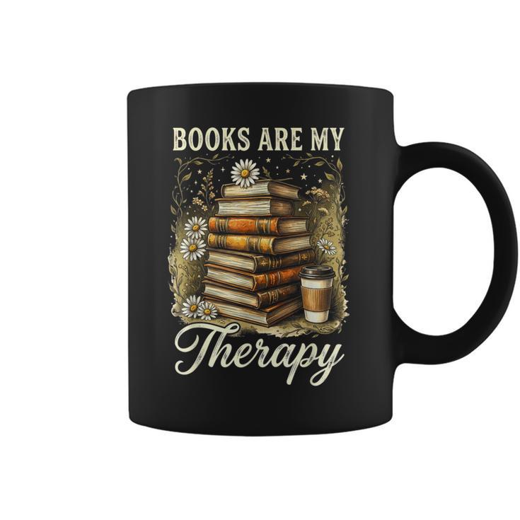 Books Are My Therapy Coffee Bookworm Retro Reading Coffee Mug