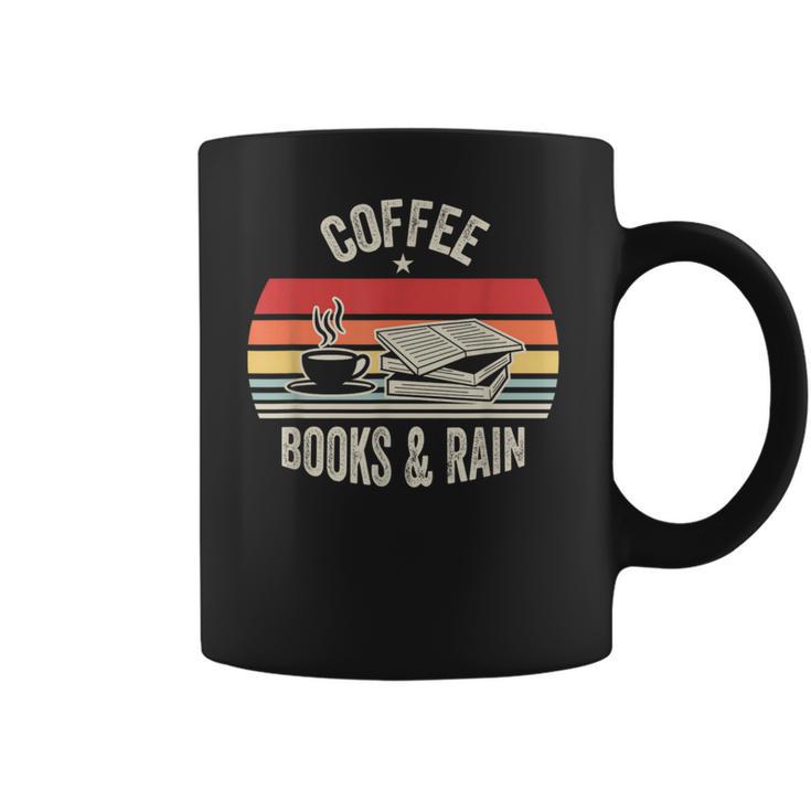 Coffee Books And Rain Retro Vintage Book Lover Reading Coffee Mug