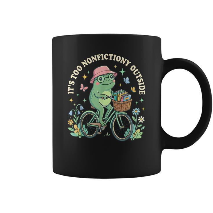 It's Too Nonfiction Outside Frog Reading Book Lover Coffee Mug
