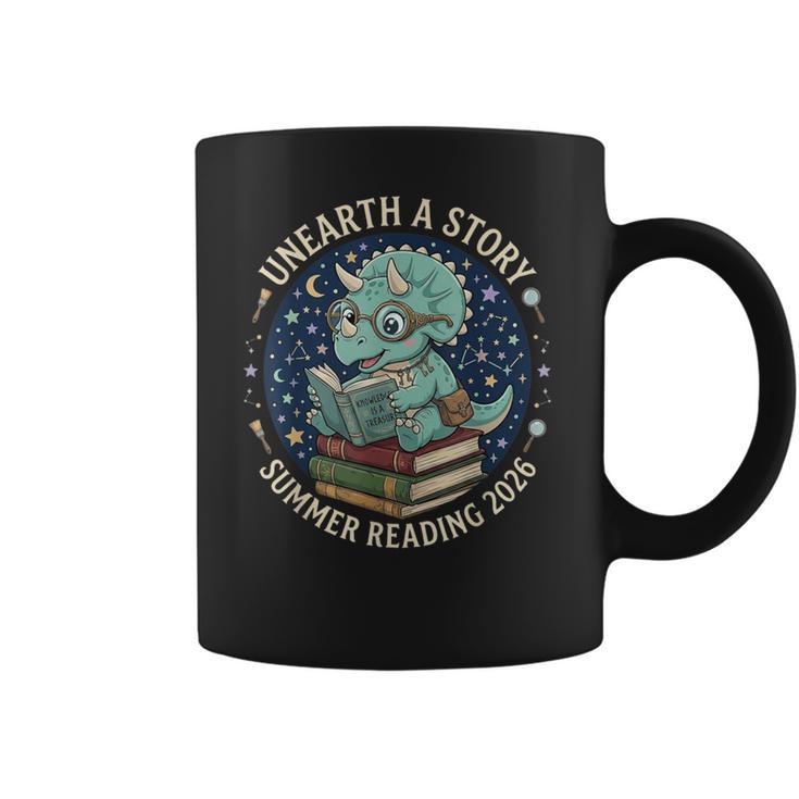 Unearth A Story Summer Reading 2026 Cute Dinosaur Reading Coffee Mug