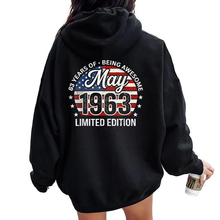 5月63歳の誕生日 男性 女性 1963年 素晴らしいアメリカ国旗 レディース オーバーサイズ パーカー バックプリント