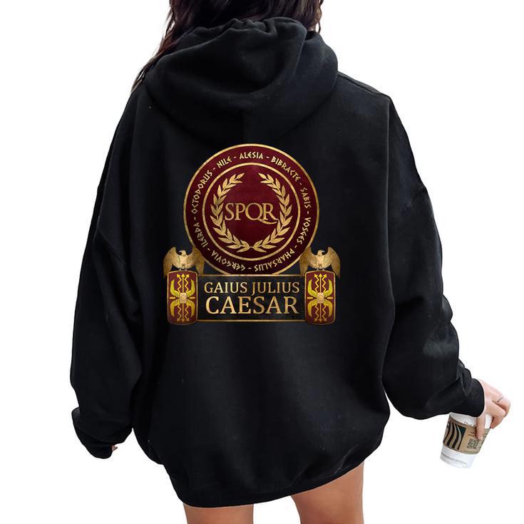 Cayo Julio César Batallas De La Antigua Roma Women Oversized Hoodie Back Print
