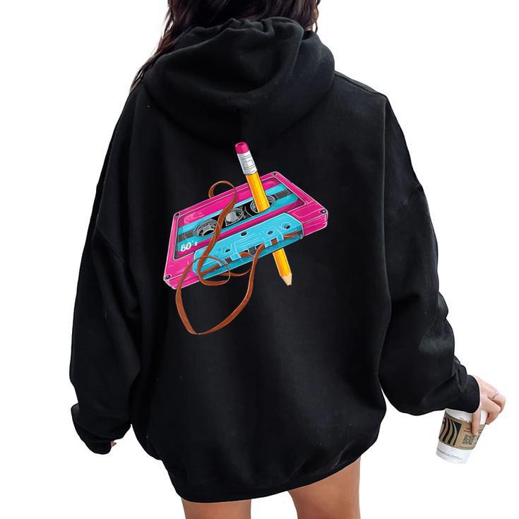 Crayon À Cassette Des Années 80 Et 90 Rollback Throwback Sweat à capuche oversize pour femme avec imprimé dans le dos