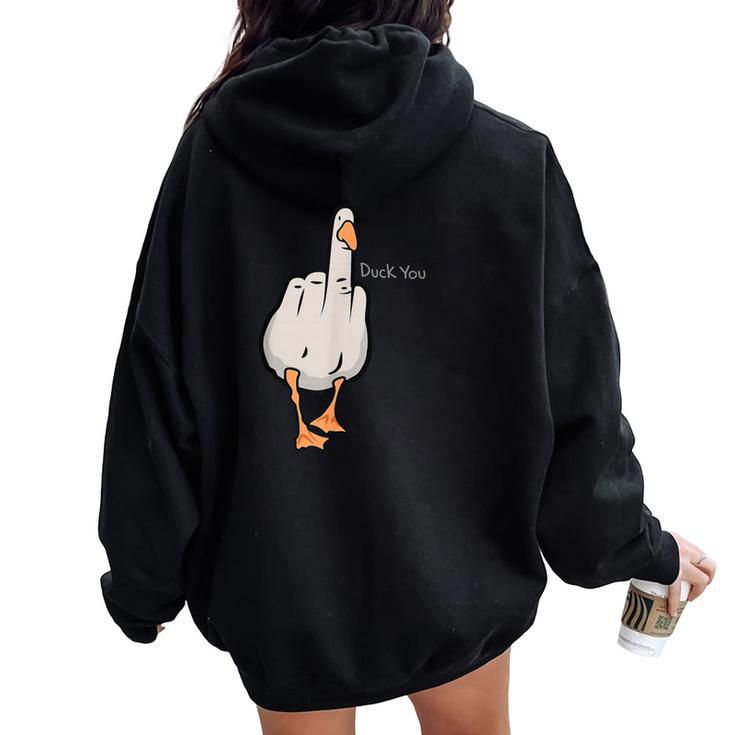 Duck You Gander Women Oversized Hoodie Back Print