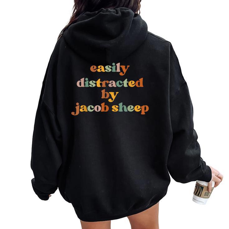 Facilmente Distratto Da Una Pecora Papà Mamma Jacob Pecore Felpa con cappuccio oversize da donna con stampa posteriore
