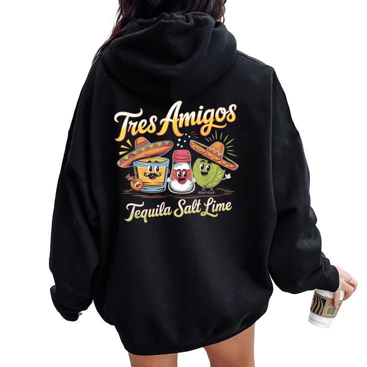Drinking 3 Tres Amigos Tequila ソルト ライム シンコ・デ・マヨ レディース オーバーサイズ パーカー バックプリント