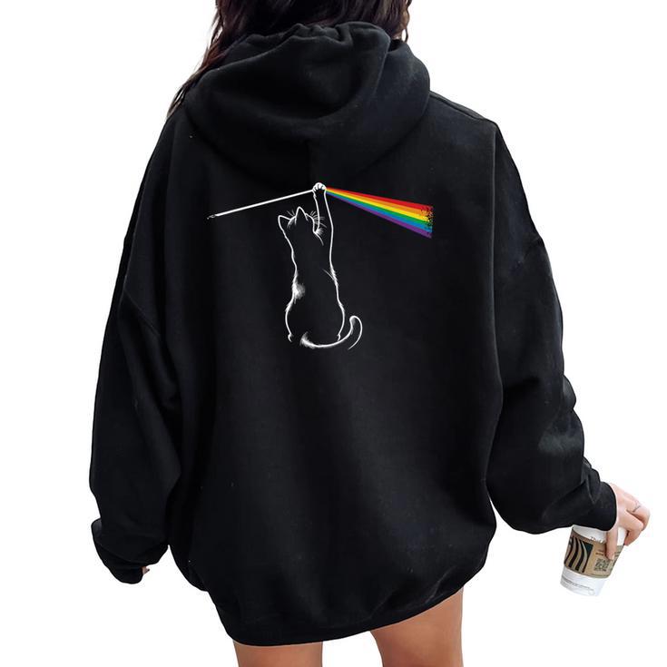 Gatto Che Gioca Con La Luce Per Uomini Bambini Donne Divertente Gatto Felpa con cappuccio oversize da donna con stampa posteriore