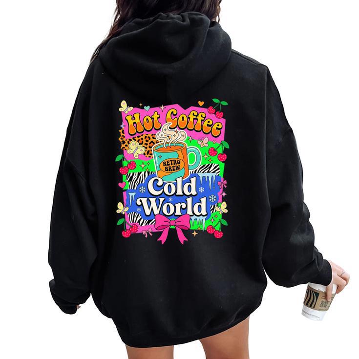 Hot Coffee Cold World レトロ コケット リボン グラフィック 長袖tシャツ レディース オーバーサイズ パーカー バックプリント