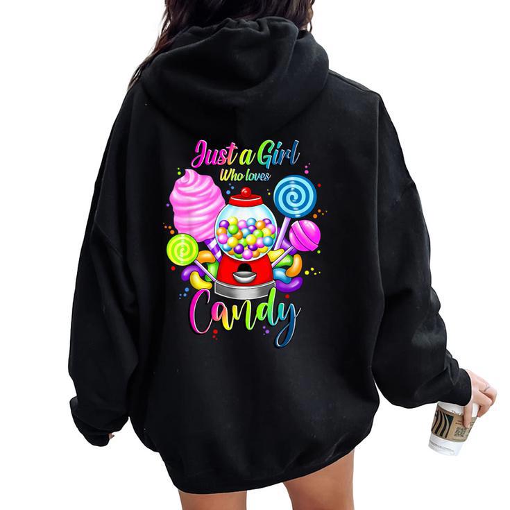 Just A Girl Who Loves Candy、レインボースイーツテスターギフト レディース オーバーサイズ パーカー バックプリント
