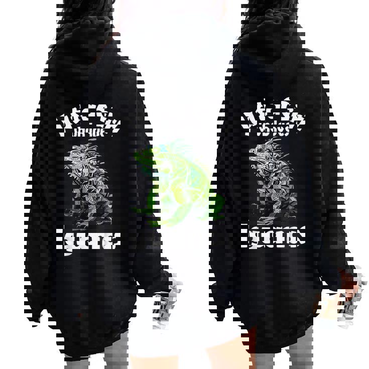 Just A Girl Who Loves イグアナ レディース オーバーサイズ パーカー バックプリント