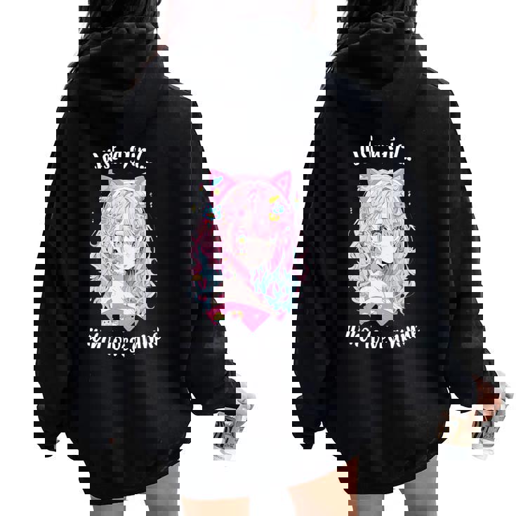 Just A Girl Who Loves アニメ カワイイ漫画 日本語 長袖tシャツ レディース オーバーサイズ パーカー バックプリント