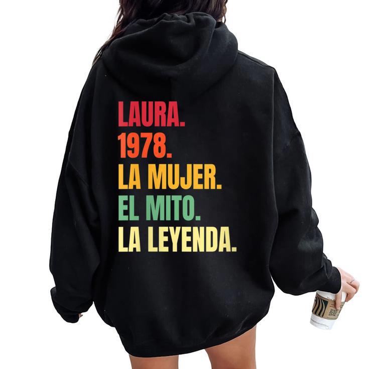 Laura 44 Cumpleaños Regalo Años Divertido Decoración Cuello Women Oversized Hoodie Back Print