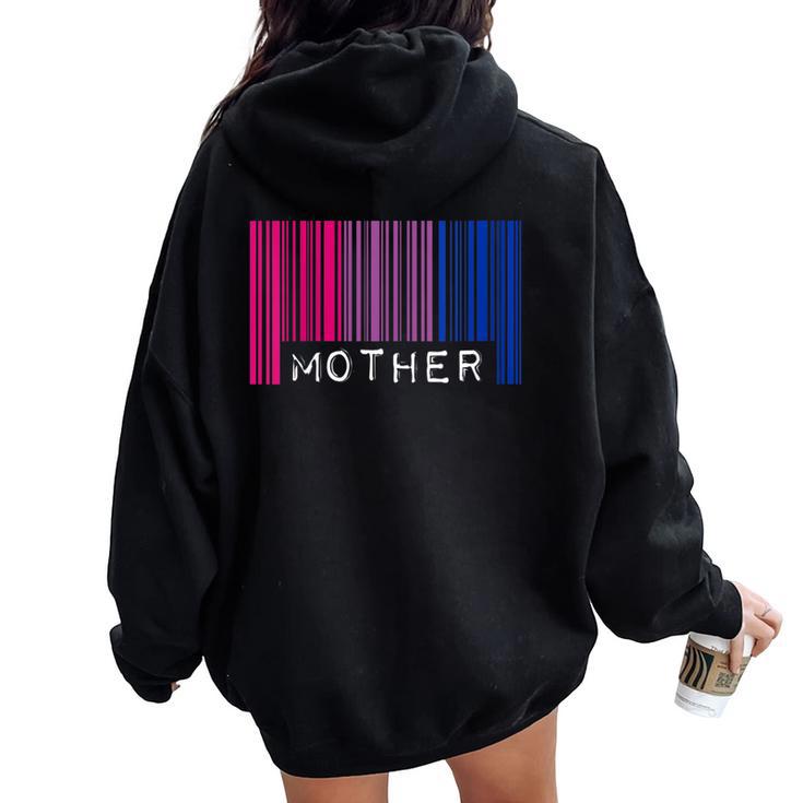 Madre Bisexual Orgullo Bandera Código De Barras Lgbtq Día De La Madre Mamá Cuello Women Oversized Hoodie Back Print