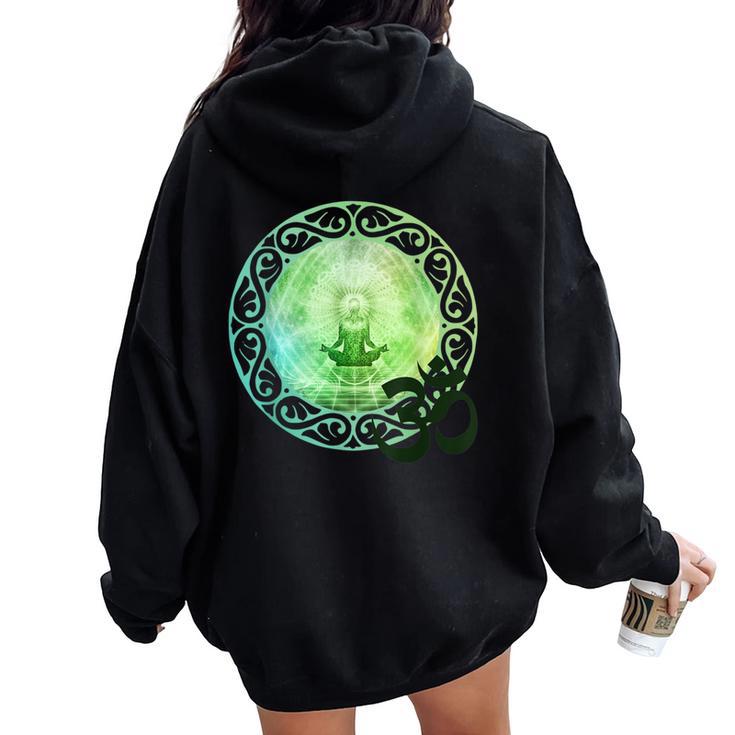 Mandala Namaste スピリチュアルブッダ ファッション服セット グリーン レディース オーバーサイズ パーカー バックプリント
