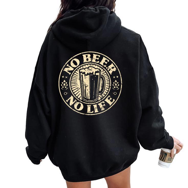 No Beer No Life ヴィンテージドリンク ビール愛好家 ビールファン向け レディース オーバーサイズ パーカー バックプリント