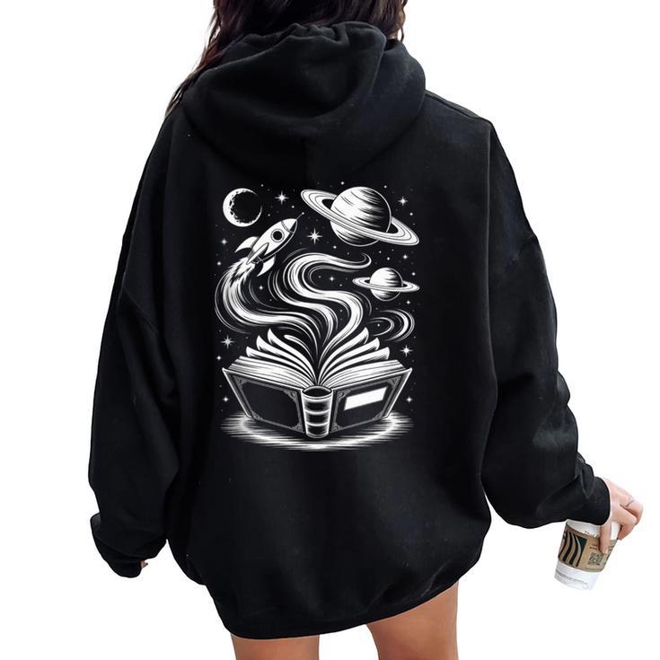 Novedad Universo Libros Galaxy Aventura Dibujo Es In Mangas Women Oversized Hoodie Back Print