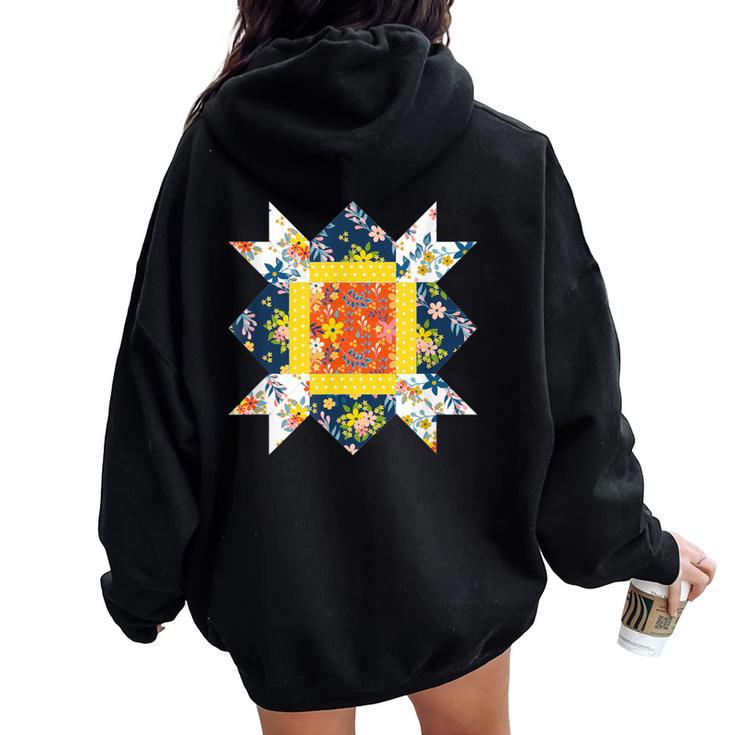 Quilters クラシック風防キルトブロック 花柄パッチワーク レディース オーバーサイズ パーカー バックプリント