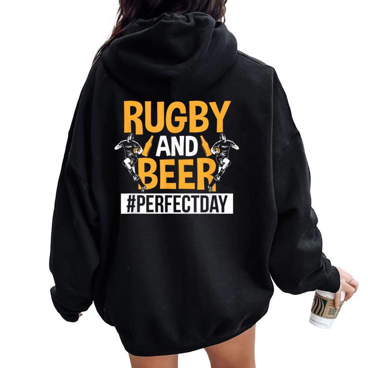Rugby And Beer Festa Perfetta Per Rugby Rugby Papà Felpa con cappuccio oversize da donna con stampa posteriore