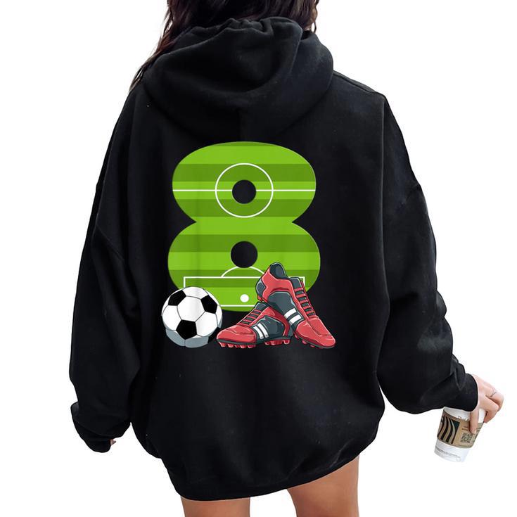 キッズ エイトバースデーサッカー 8歳の男の子 女の子 レディース オーバーサイズ パーカー バックプリント