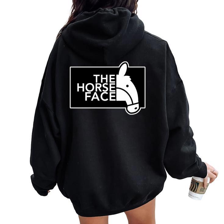 ザ・ホース・フェイス The Horse Face 午年 馬【十二支 干支】2026年 ブランド パロディ 長袖tシャツ レディース オーバーサイズ パーカー バックプリント