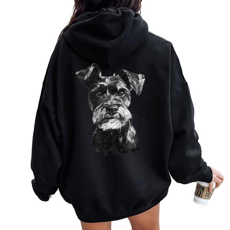 シュナウザー 顔 かわいい 犬好き 男性 女性 黒 白 レディース オーバーサイズ パーカー バックプリント