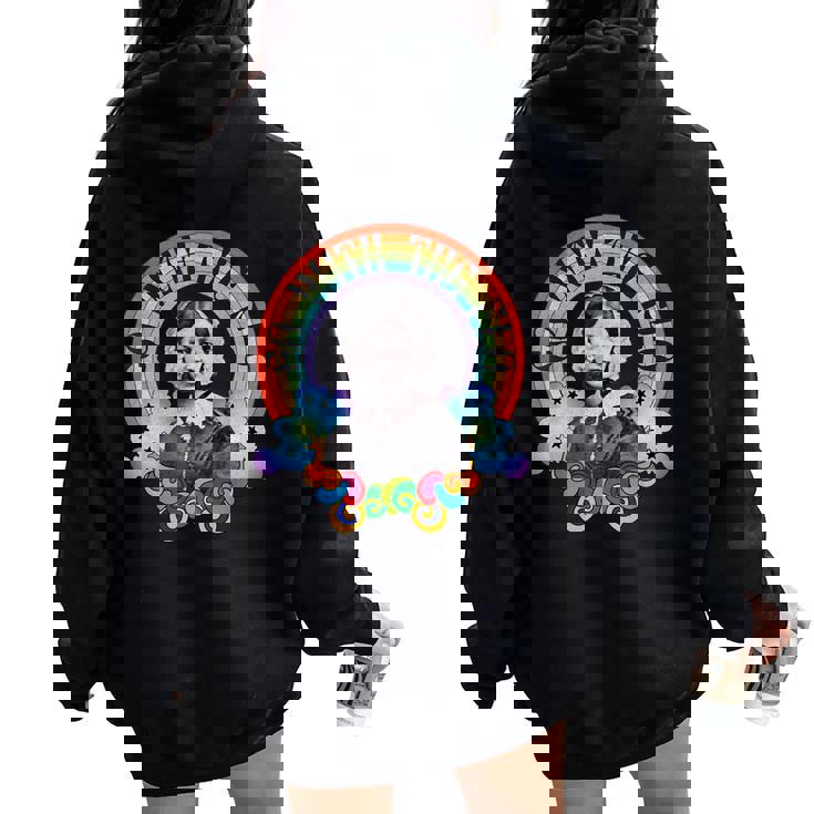 フローレンス・ナイチンゲール Groovy Nurse Go With Flo レトロレインボー レディース オーバーサイズ パーカー バックプリント