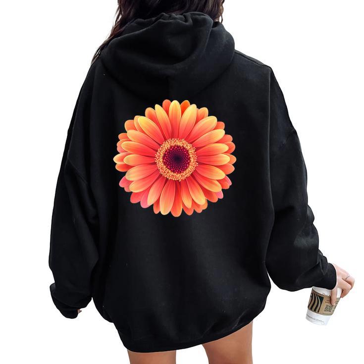 開花期のハンサムなガーベラの花 レディース オーバーサイズ パーカー バックプリント