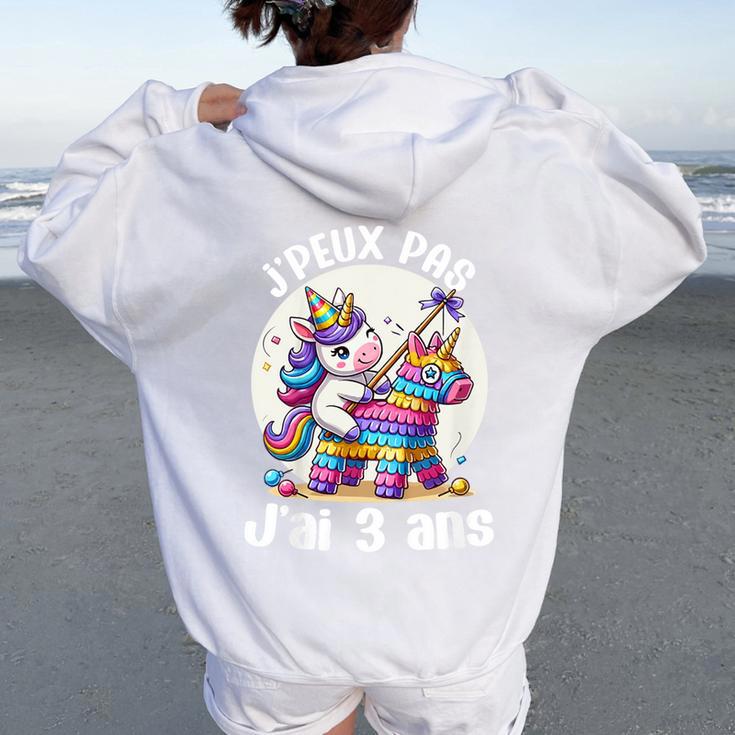 Enfant Je Peux Pas J'ai 3 Ans Anniversaire Licorne Fille Pinata Sweat à capuche oversize pour femme avec imprimé dans le dos