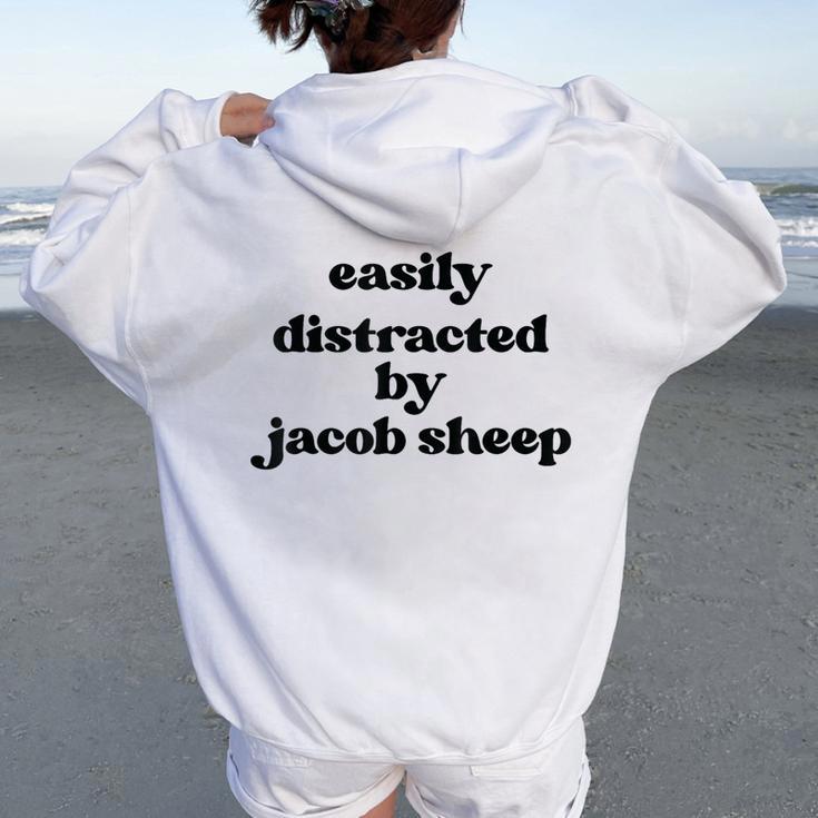 Facilmente Distratto Da Una Pecora Papà Mamma Jacob Pecore Felpa con cappuccio oversize da donna con stampa posteriore