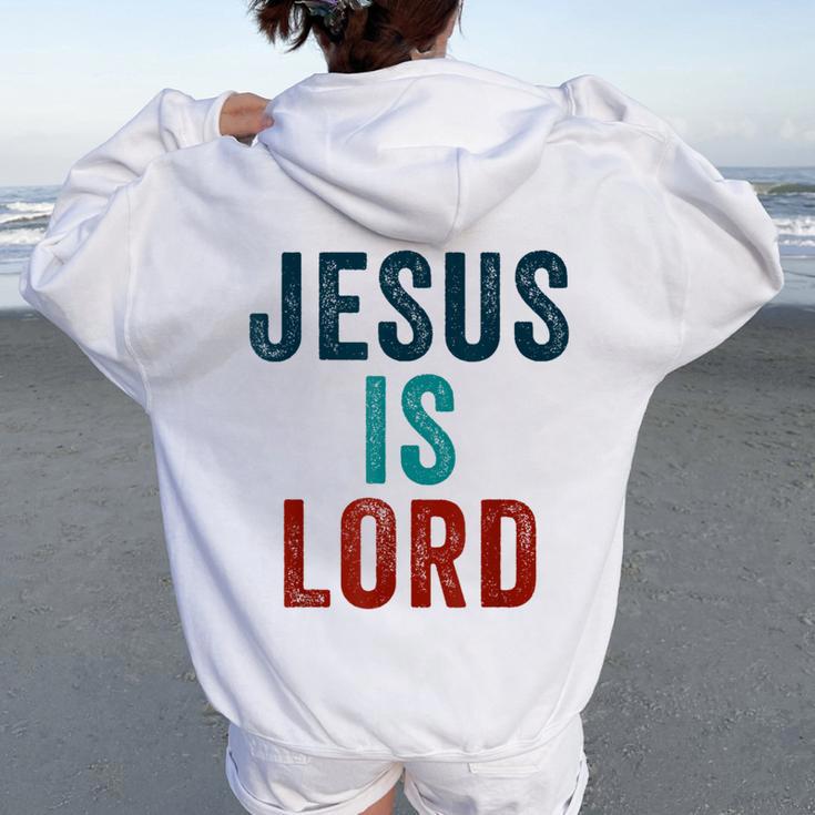 Jesus Is Lord – Christian Faithintage Born-Again Graphic レディース オーバーサイズ パーカー バックプリント