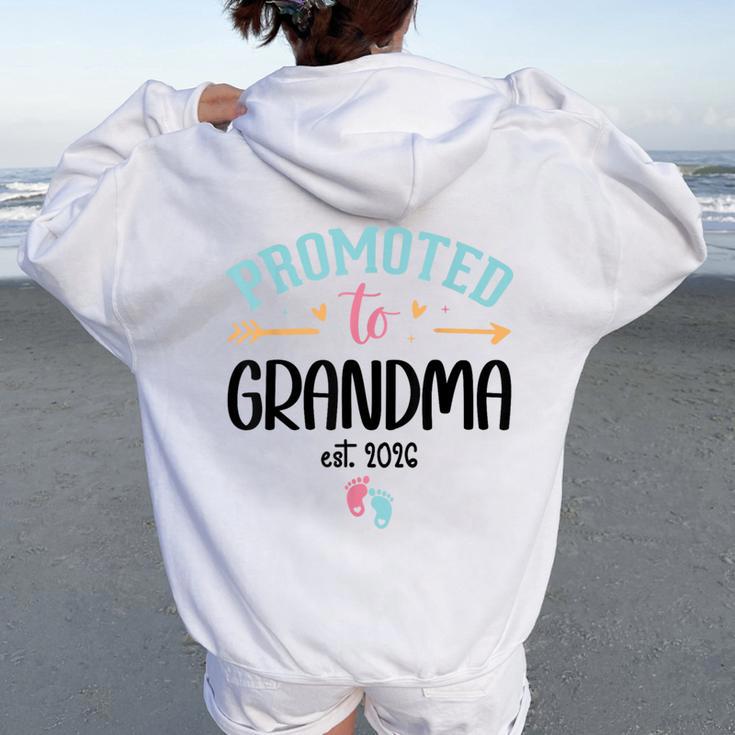 Promoted To Grandma Est 2026 Nana First Time Grandmother '26 レディース オーバーサイズ パーカー バックプリント