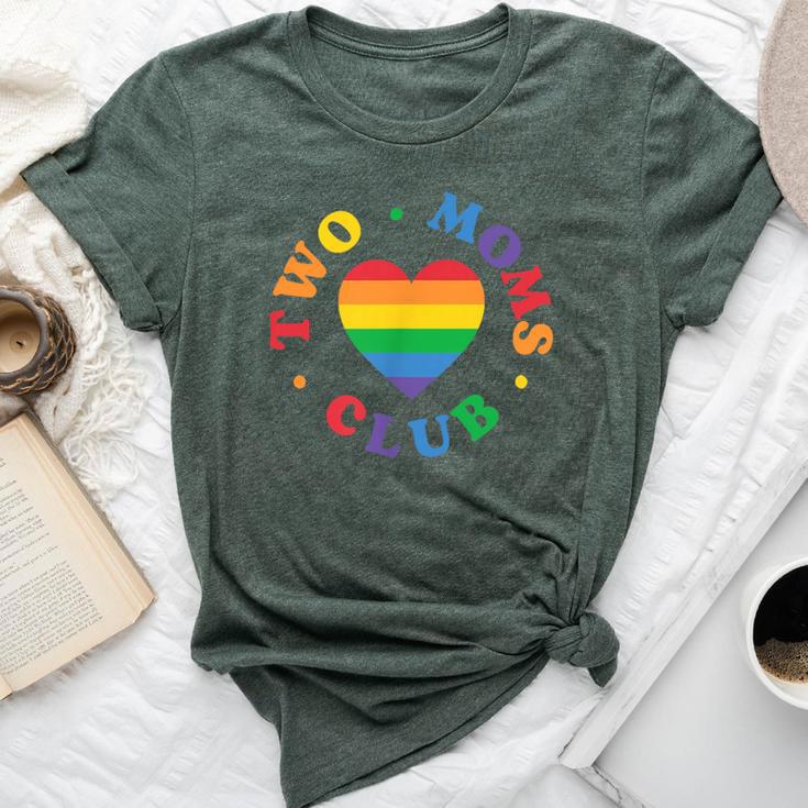 Two Moms Club Lgbtq Family Lesbian Moms Rainbow Heart Bella Canvas T-shirt