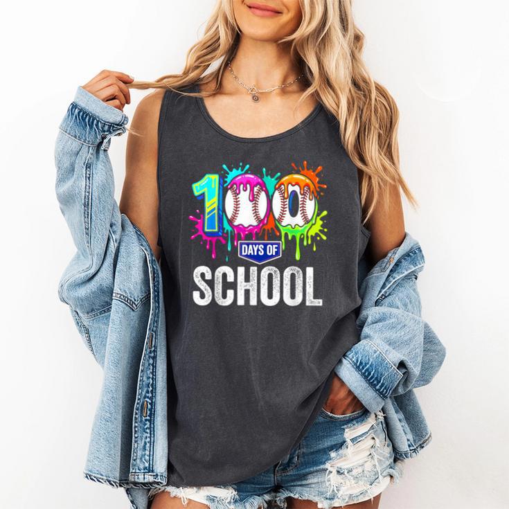 100 Days Of School Dripping Baseball Boys Kids Teacher Comfort Colors Tank Top