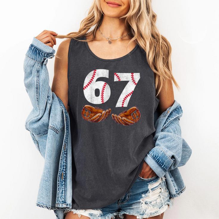 67 Trend Baseball Glove Number Style Comfort Colors Tank Top