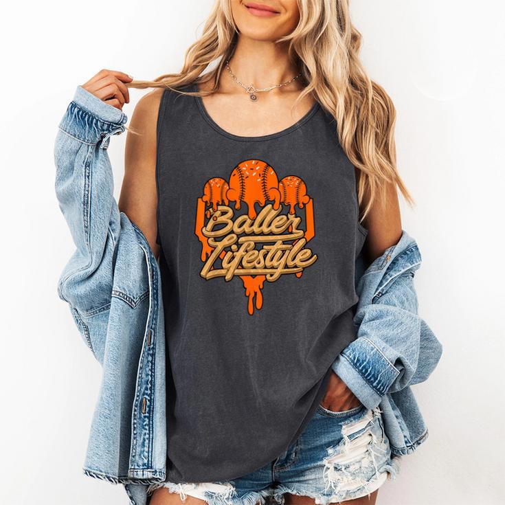 Baseball Lifestyle Home Plate Orange Ice Cream Drip Men Boys Comfort Colors Tank Top