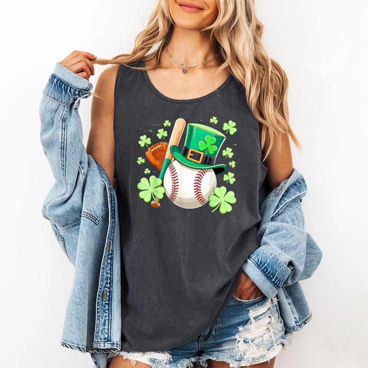 Baseball St Patricks Day Lucky Baseball Player Shamrock Comfort Colors Tank Top