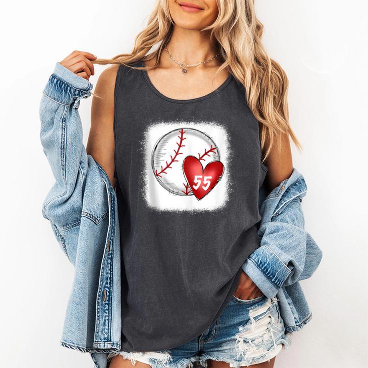 Bleached Custom Baseball Mom Number 55 Heart For Mom Comfort Colors Tank Top