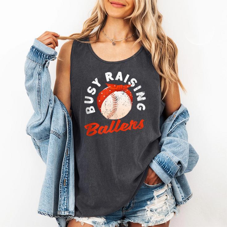 Busy Raising Ballers Baseball Mom Sons Comfort Colors Tank Top