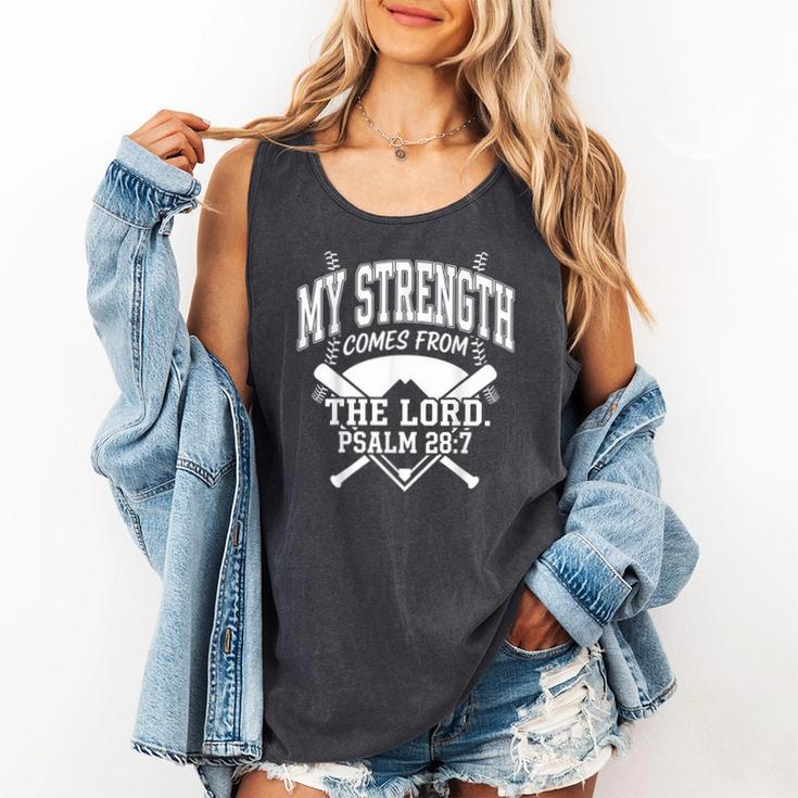 Christian Baseball My Strength Comes From The Lord Baseball Comfort Colors Tank Top