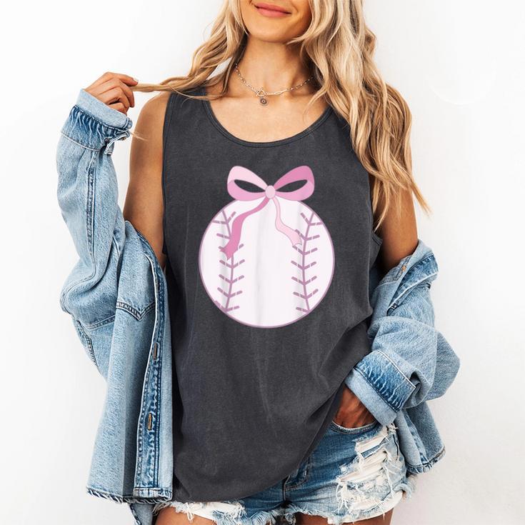 Coquette Baseball Mom Pink Bow Baseball Mama Comfort Colors Tank Top