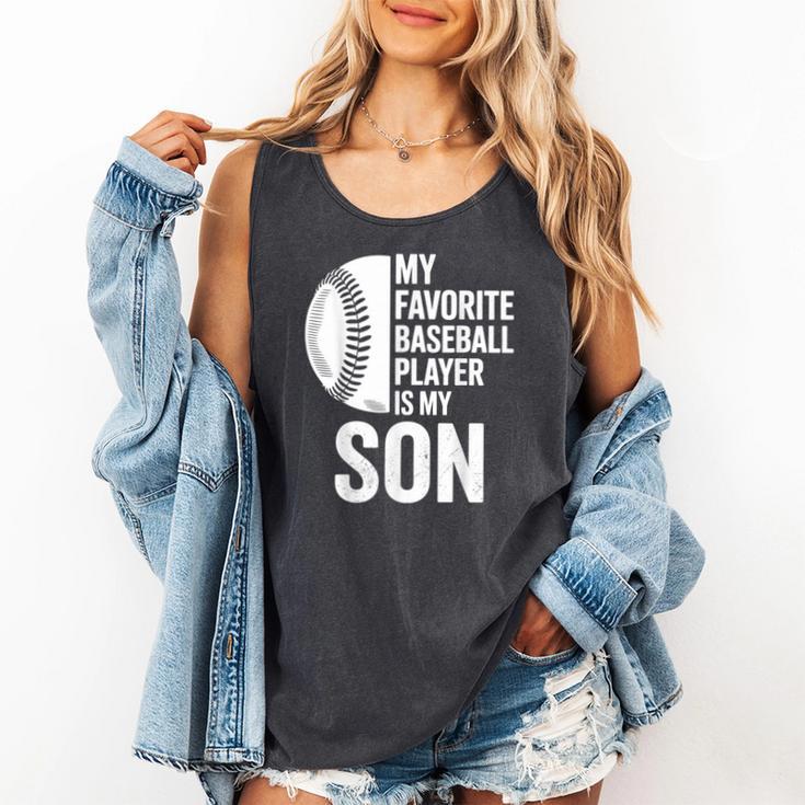 Cute Favorite Baseball Player Is My Son Women Men Comfort Colors Tank Top