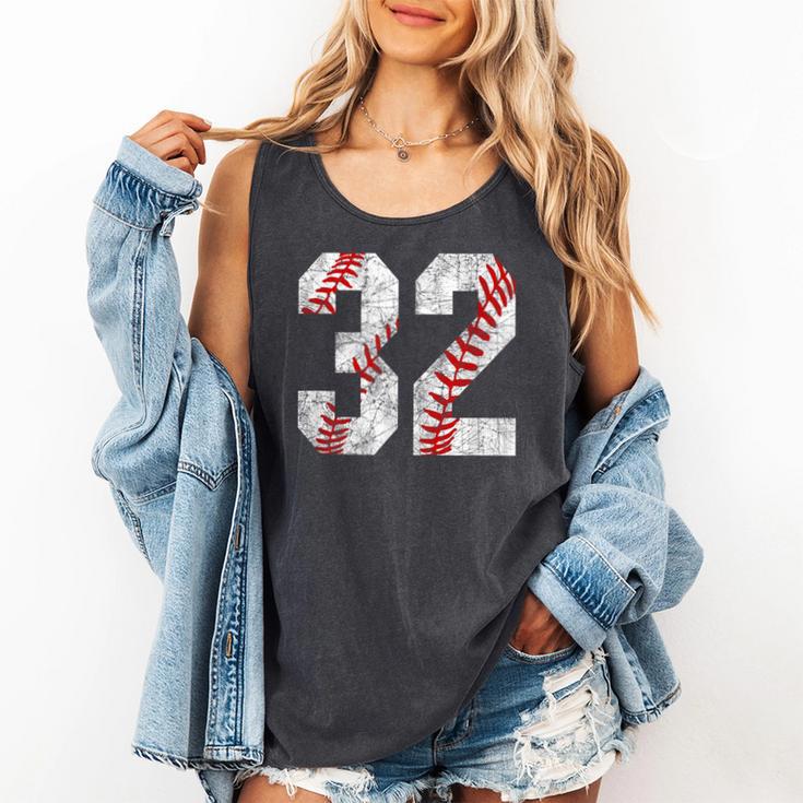 Distressed Baseball Number 32 Jersey Uniform Player Fan Comfort Colors Tank Top