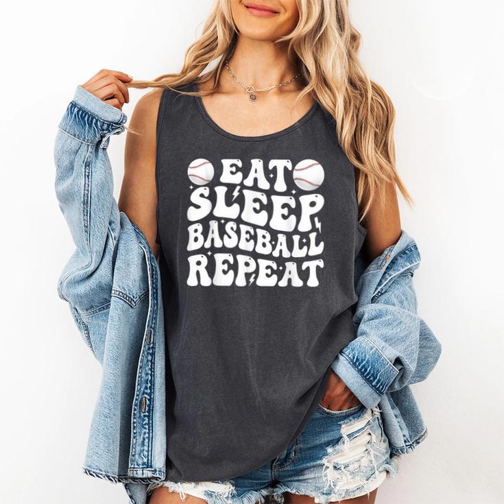 Eat Sleep Baseball Repeat Baseball Lover Baseball Mom Girls Comfort Colors Tank Top